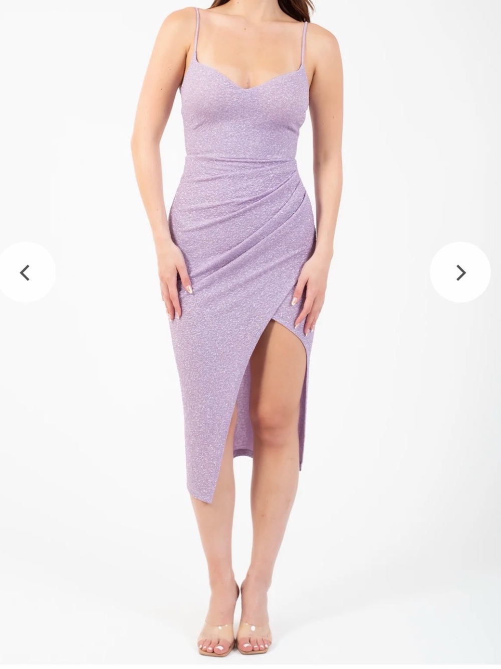 Lovely Day Lilac Sparkle Asymmetric Midi Dress